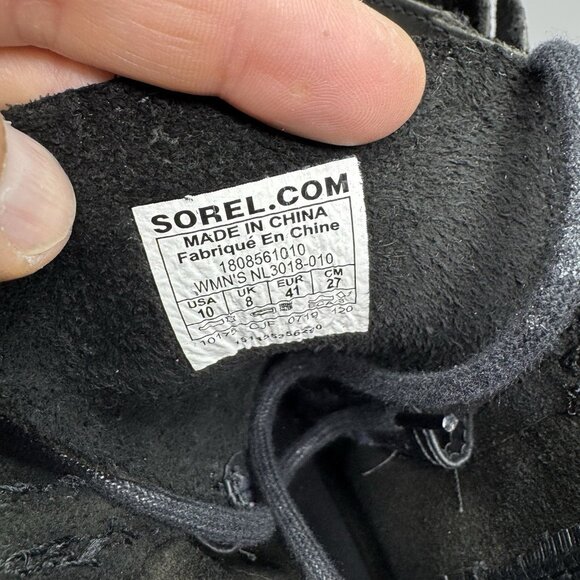 Sorel Joan of Arctic Wedge II Ankle Boots Womens 10 Black Leather Booties - Picture 6 of 9